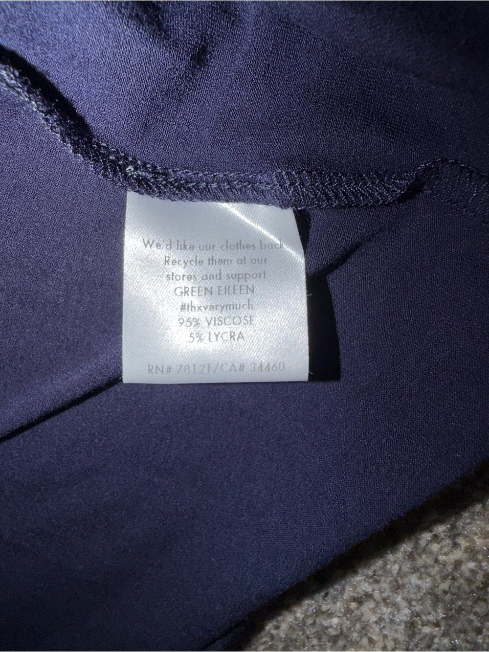 Eileen Fisher Navy Blue Viscose Stretch Cap Sleeve Top S GT-0216