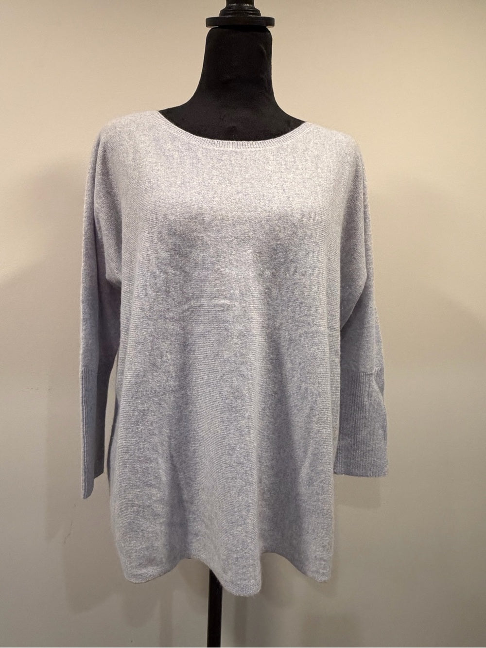 Garnet Hill 100% Cashmere Gray Blue Oversized Tunic Sweater M GT-0217