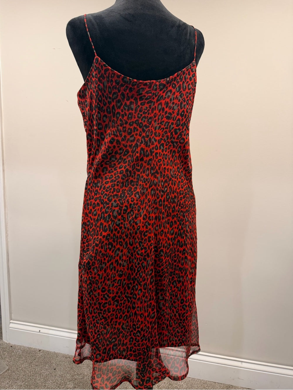Breakin Loose Red Black Leopard Print Midi Slip Dress 15/16 GT-0218