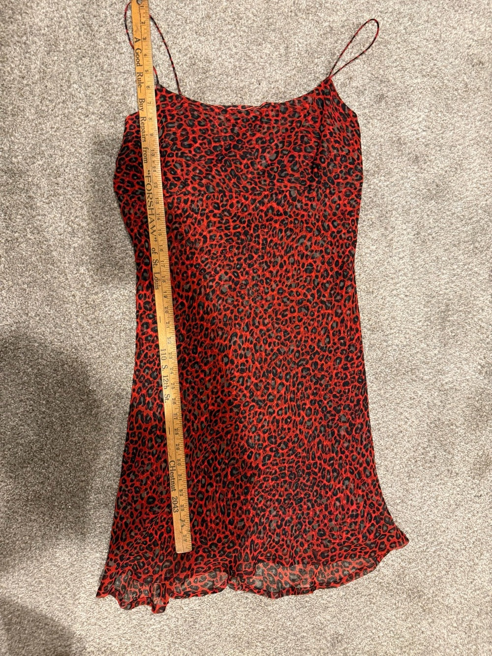 Breakin Loose Red Black Leopard Print Midi Slip Dress 15/16 GT-0218