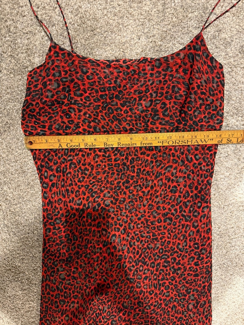 Breakin Loose Red Black Leopard Print Midi Slip Dress 15/16 GT-0218