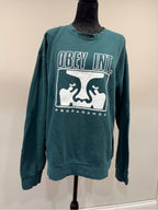 OBEY Propaganda Icon Face Graphic Teal Green Crewneck Sweatshirt GT-0219