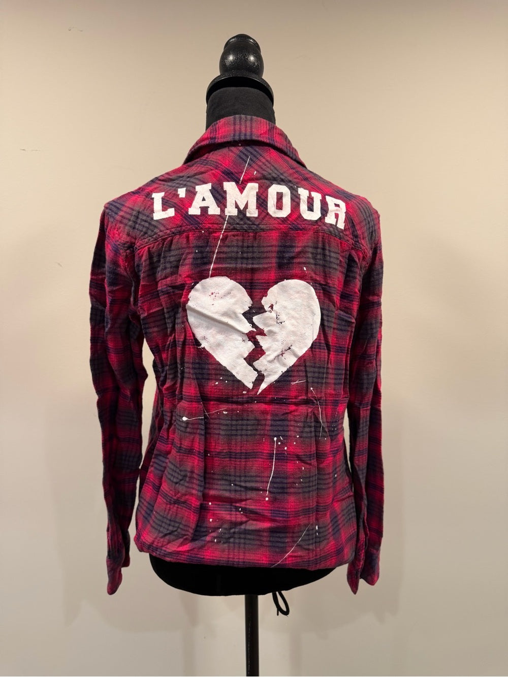 Rails L’Amour Broken Heart Red Plaid Flannel Shirt XS GT-0221