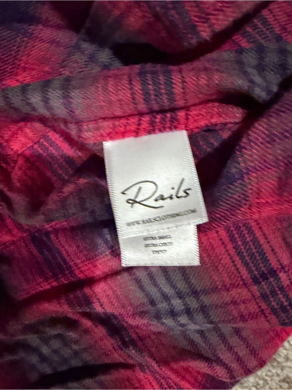 Rails L’Amour Broken Heart Red Plaid Flannel Shirt XS GT-0221
