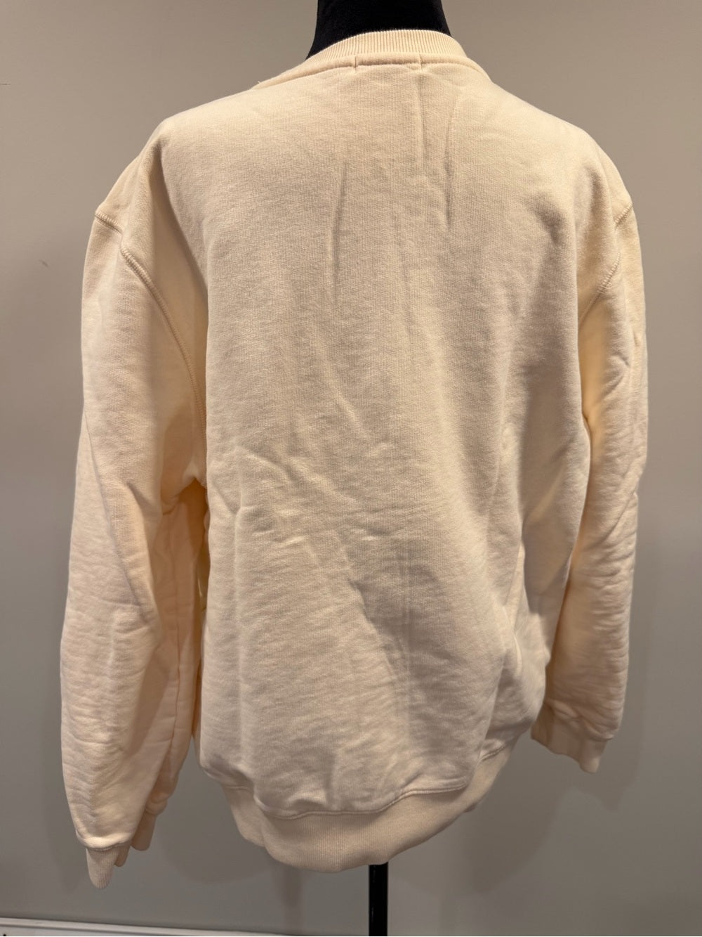 OKAICOS Turks Cream Blue Chenille Letter Crewneck Sweatshirt L GT-0222
