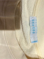 OKAICOS Turks Cream Blue Chenille Letter Crewneck Sweatshirt L GT-0222