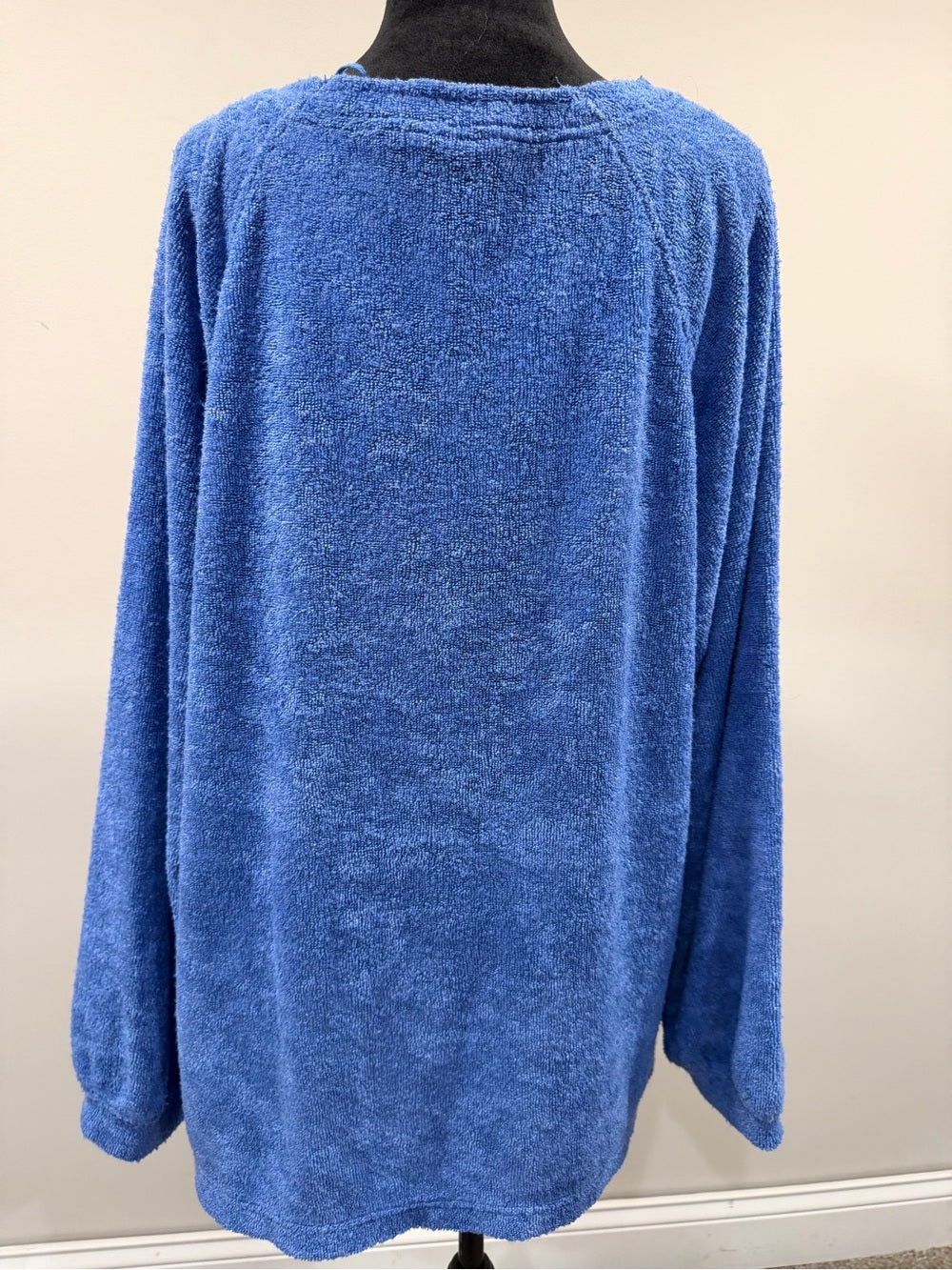 Out From Under Blue Terry Cloth Oversized Henley Pullover GT-0223