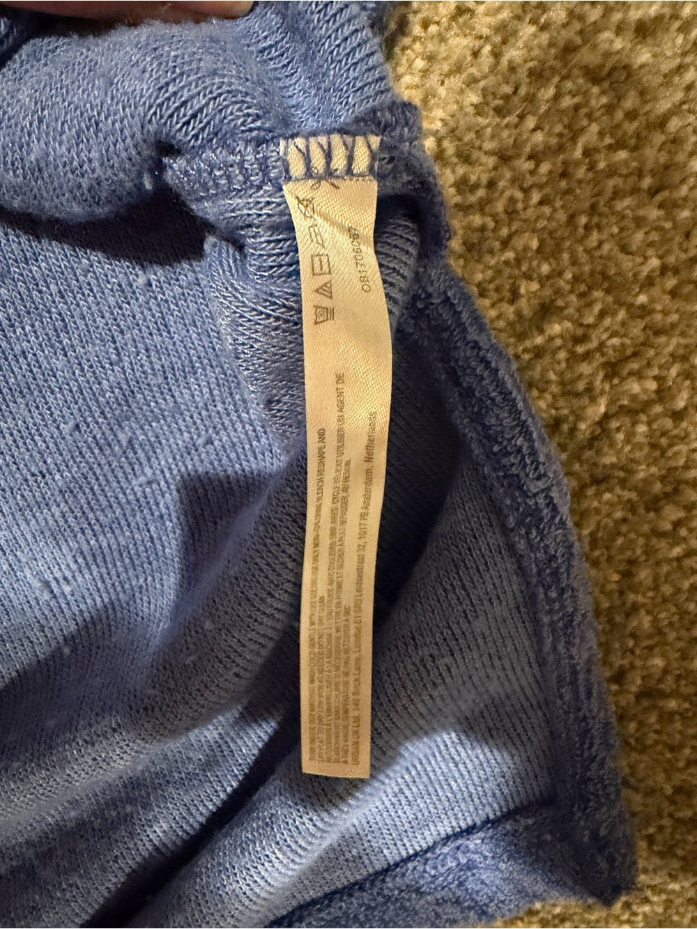 Out From Under Blue Terry Cloth Oversized Henley Pullover GT-0223