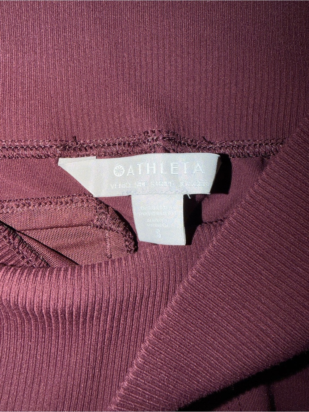 Athleta Venice Side Stripe Joggers Burgundy Size S Track Pants GT-0257