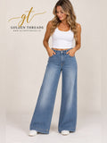 SPANX High Rise Wide Leg Jeans Light Wash Size S Petite GT-0258