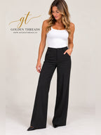 Armani Collezioni Black Tailored Dress Pants Size 4 Wide Leg GT-0259