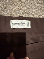 Abercrombie Sloane Tailored Pants Brown Wide Leg 30 Regular GT-0260