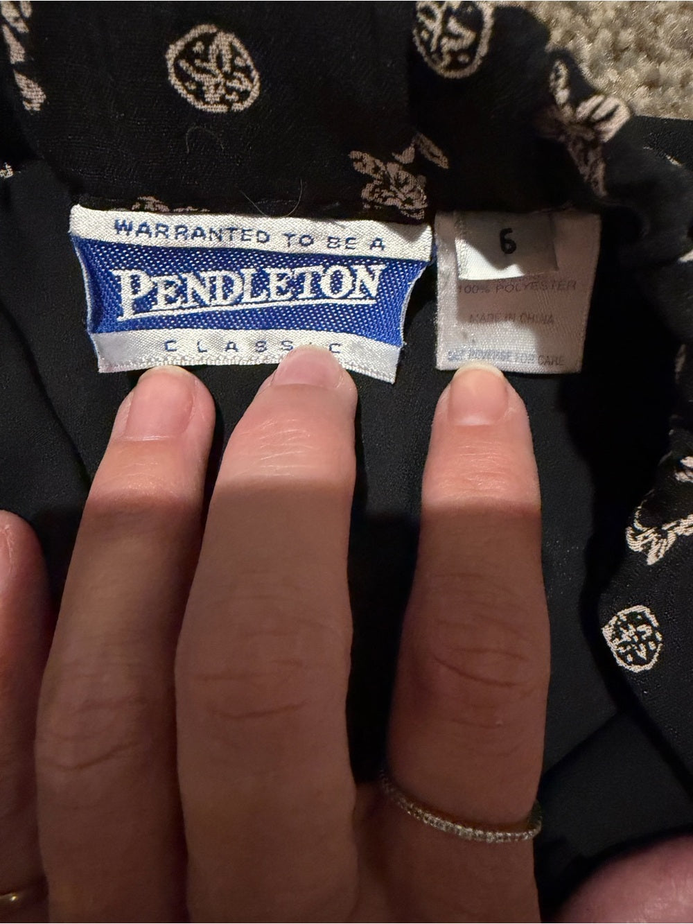 Pendleton Classic Black Floral Wide Leg Pants Size 6 Vintage GT-0291