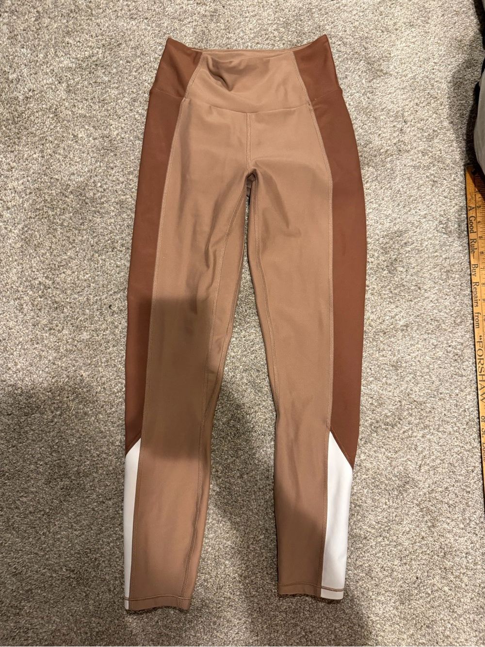 YPB Abercrombie Curve Love Colorblock Leggings Brown White S GT-0262