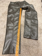 Wilfred Faux Leather Straight Leg Pants Charcoal green Gray Size 8 GT-0263