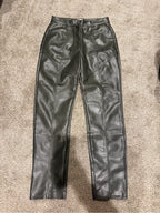 Wilfred Faux Leather Straight Leg Pants Charcoal green Gray Size 8 GT-0263