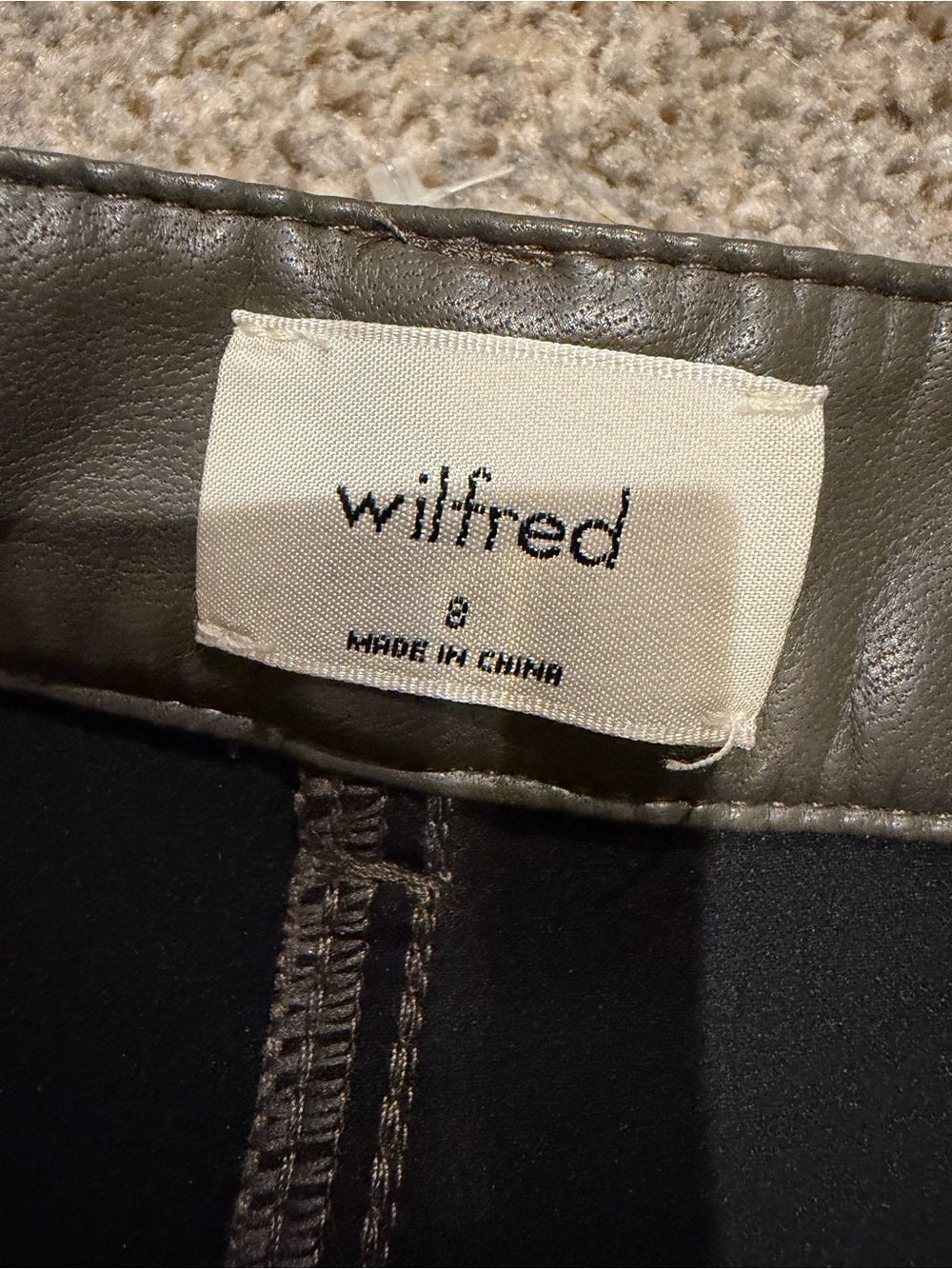 Wilfred Faux Leather Straight Leg Pants Charcoal green Gray Size 8 GT-0263