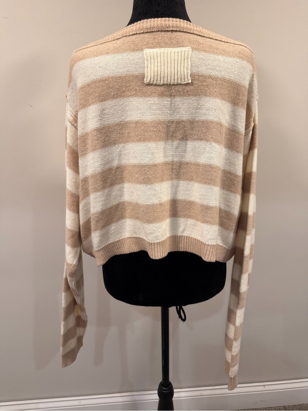 We The Free Ivory Combo Striped Cropped Sweater S NWT Wool Blend GT-0265