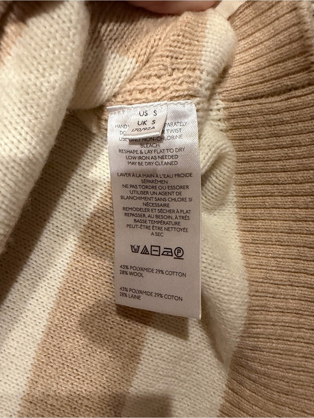 We The Free Ivory Combo Striped Cropped Sweater S NWT Wool Blend GT-0265