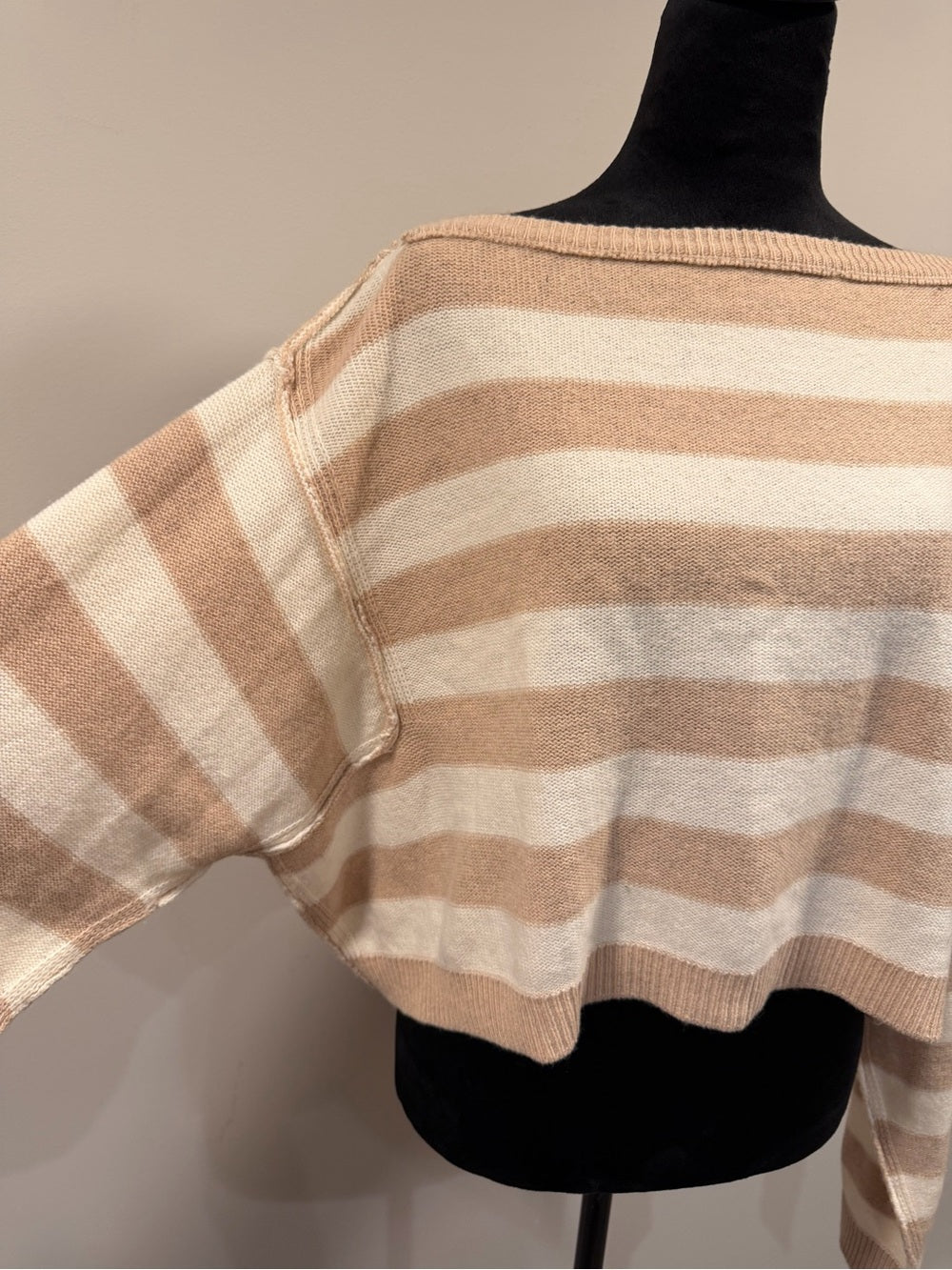 We The Free Ivory Combo Striped Cropped Sweater S NWT Wool Blend GT-0265