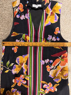 THML Black Multicolor Floral Striped Sleeveless Shift Dress XS GT-0266