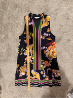 THML Black Multicolor Floral Striped Sleeveless Shift Dress XS GT-0266