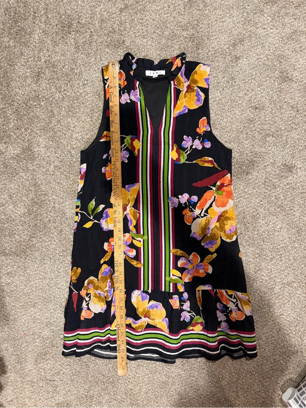 THML Black Multicolor Floral Striped Sleeveless Shift Dress XS GT-0266