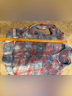 Free People Plaid Button Down Shirt Blue Red Distressed Boho S GT-0267