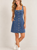 Levi’s Sleeveless Denim Mini Dress Button Front Square Neck NWT S GT-0270