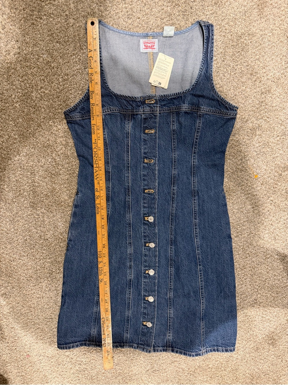 Levi’s Sleeveless Denim Mini Dress Button Front Square Neck NWT S GT-0270