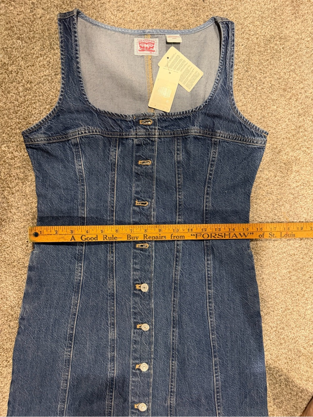 Levi’s Sleeveless Denim Mini Dress Button Front Square Neck NWT S GT-0270