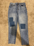 Universal Thread Boyfriend Jeans Patchwork Denim Raw Hem Straight Leg GT-0271