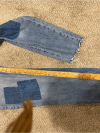 Universal Thread Boyfriend Jeans Patchwork Denim Raw Hem Straight Leg GT-0271
