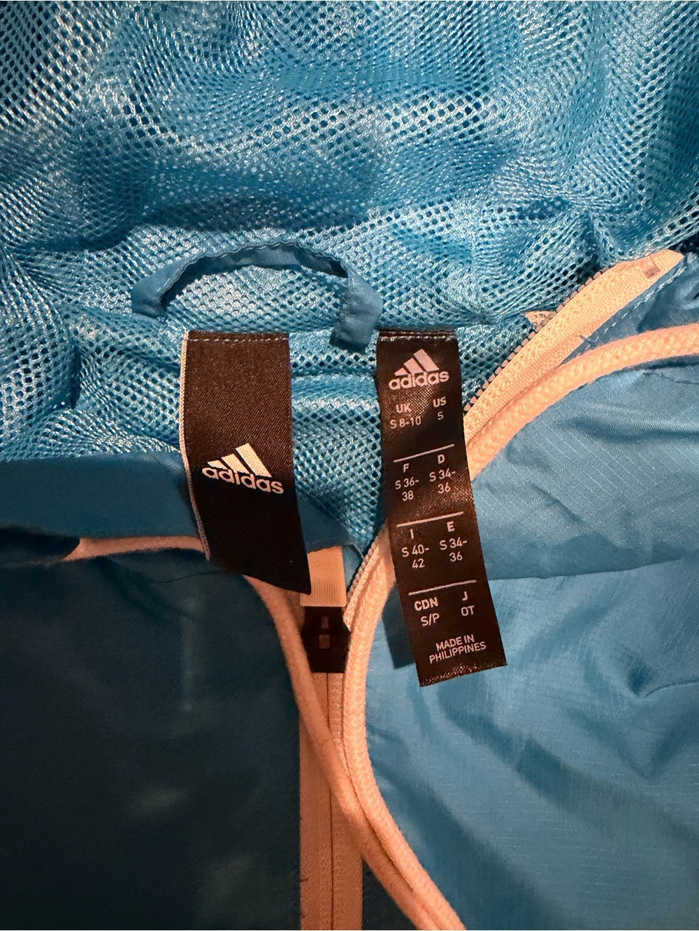 Adidas Blue White Hooded Half Zip Windbreaker Anorak Jacket Women’s S GT-0273