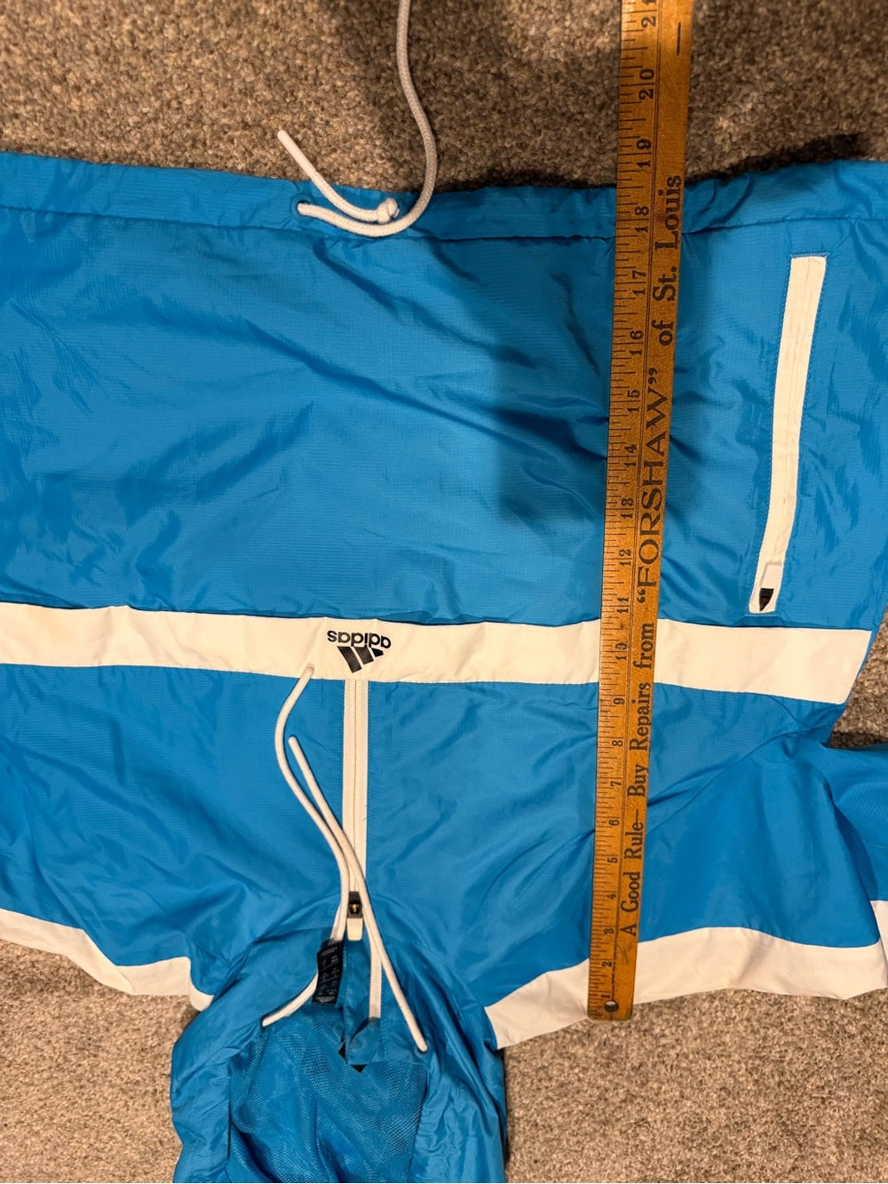 Adidas Blue White Hooded Half Zip Windbreaker Anorak Jacket Women’s S GT-0273
