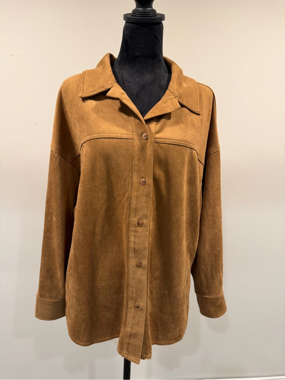 Mustard Seed Camel Faux Suede Button Front Shacket Shirt Jacket S GT-0274