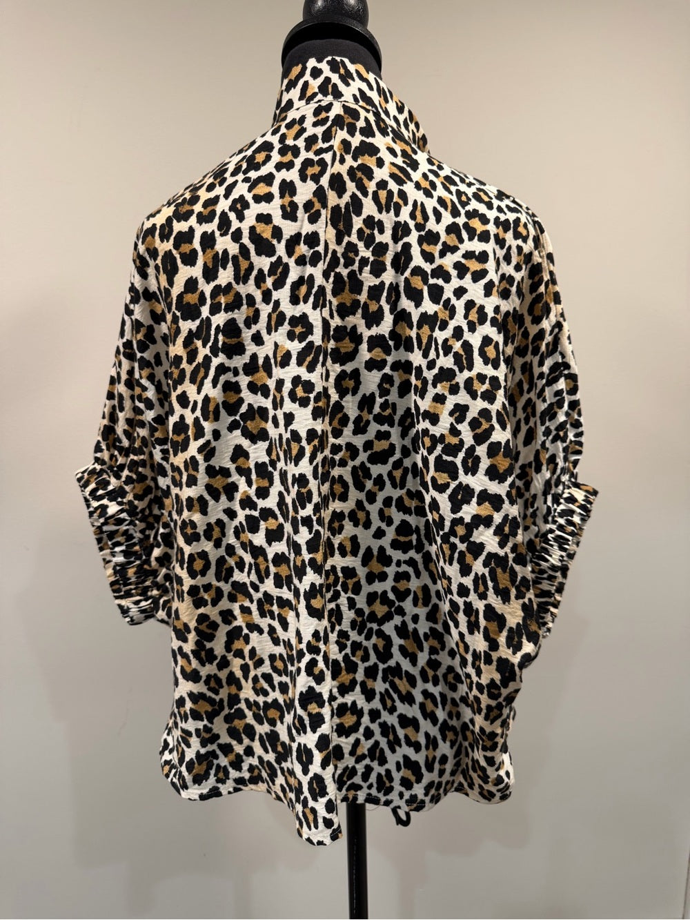 Entro Leopard Print Dolman Sleeve Striped V Neck Top Small GT-0275