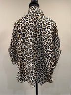 Entro Leopard Print Dolman Sleeve Striped V Neck Top Small GT-0275