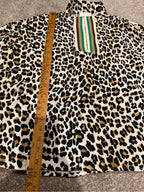 Entro Leopard Print Dolman Sleeve Striped V Neck Top Small GT-0275
