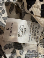 Entro Leopard Print Dolman Sleeve Striped V Neck Top Small GT-0275