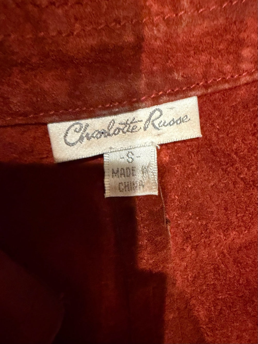 Charlotte Russe Rust Suede Leather Lace Up Jacket Bell Sleeve S GT-0278