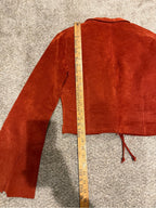 Charlotte Russe Rust Suede Leather Lace Up Jacket Bell Sleeve S GT-0278