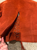 Charlotte Russe Rust Suede Leather Lace Up Jacket Bell Sleeve S GT-0278