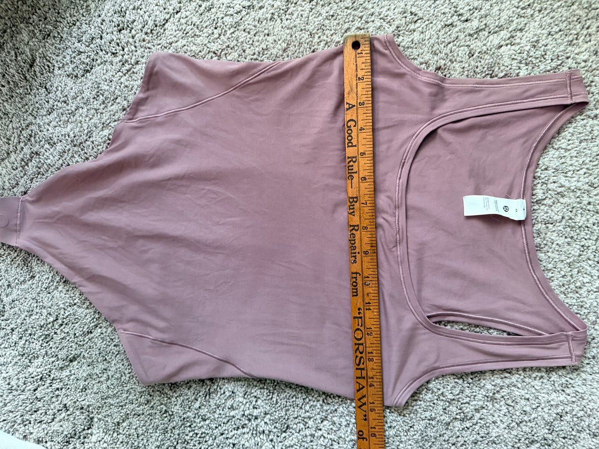 Lululemon mauve pink sleeveless bodysuit size M measurement