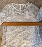Lynn Ryan white lace blouse flat chest measurement approximately 19 inches