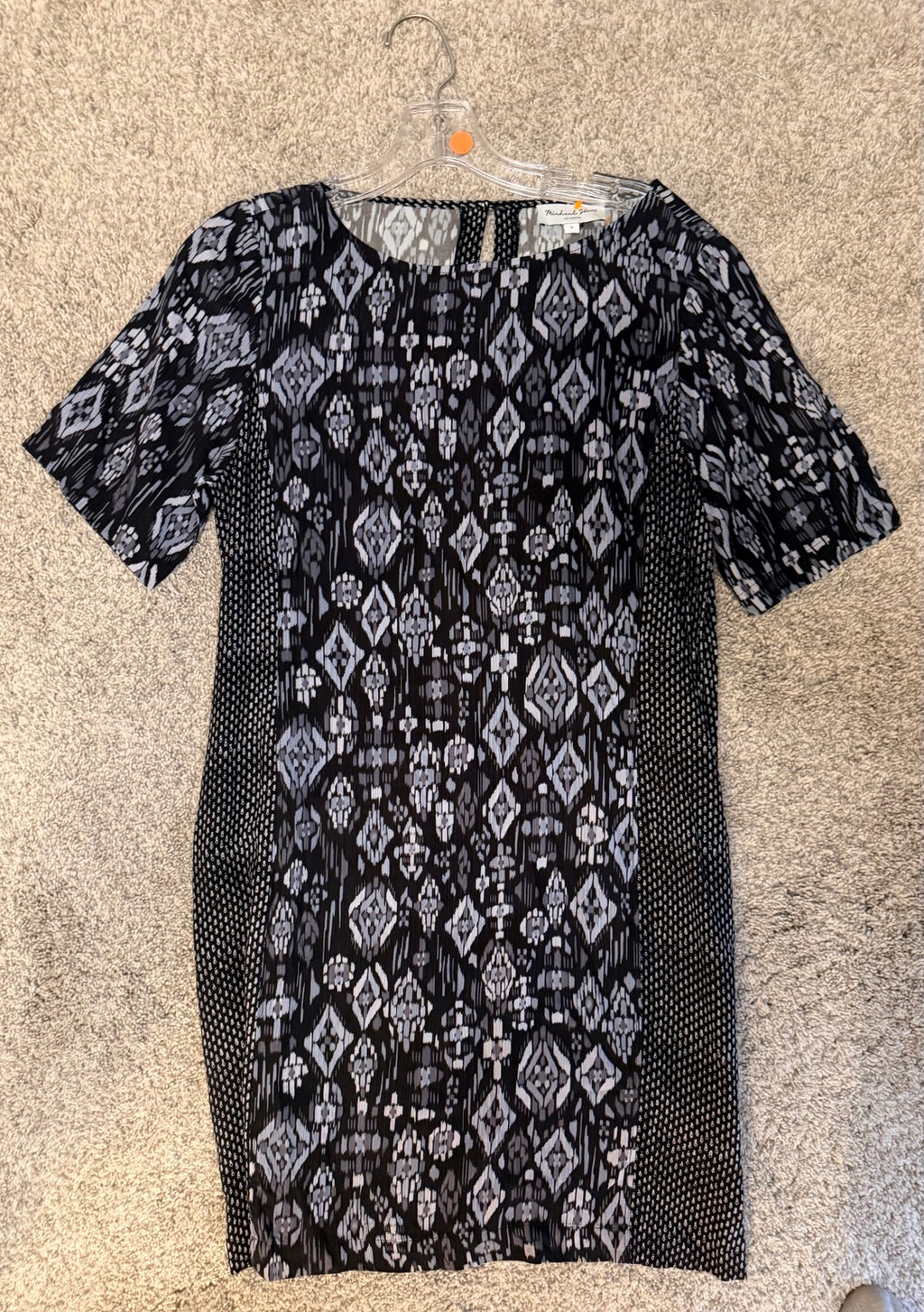 Michael Stars black and gray patterned tunic dress size small front