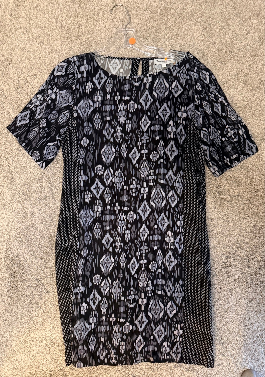 Michael Stars black and gray patterned tunic dress size small front