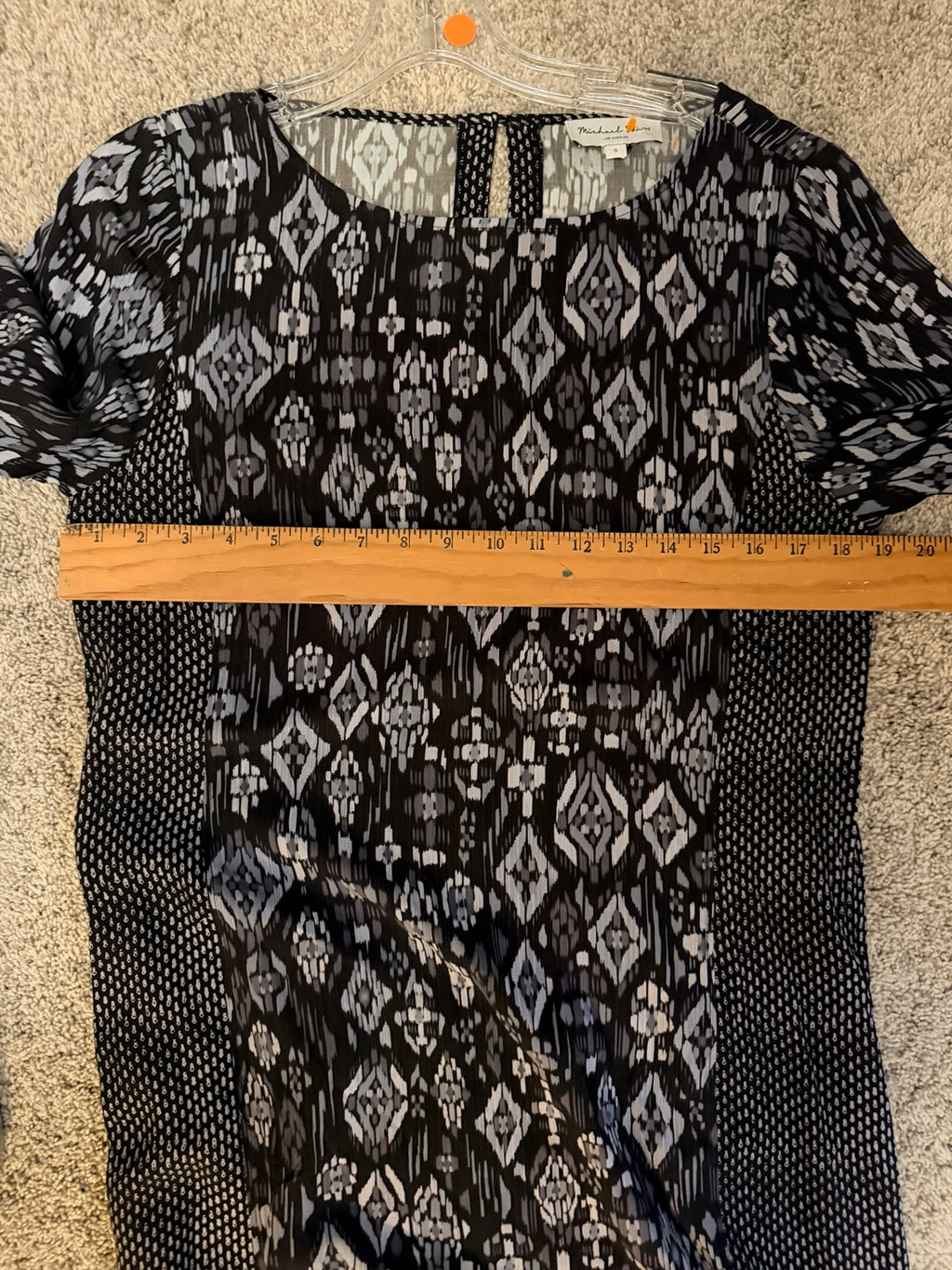 Michael Stars black and gray patterned tunic dress size small flat bust measurement