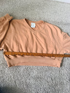 OFFLINE by Aerie tan cropped sweatshirt pit to pit measurement