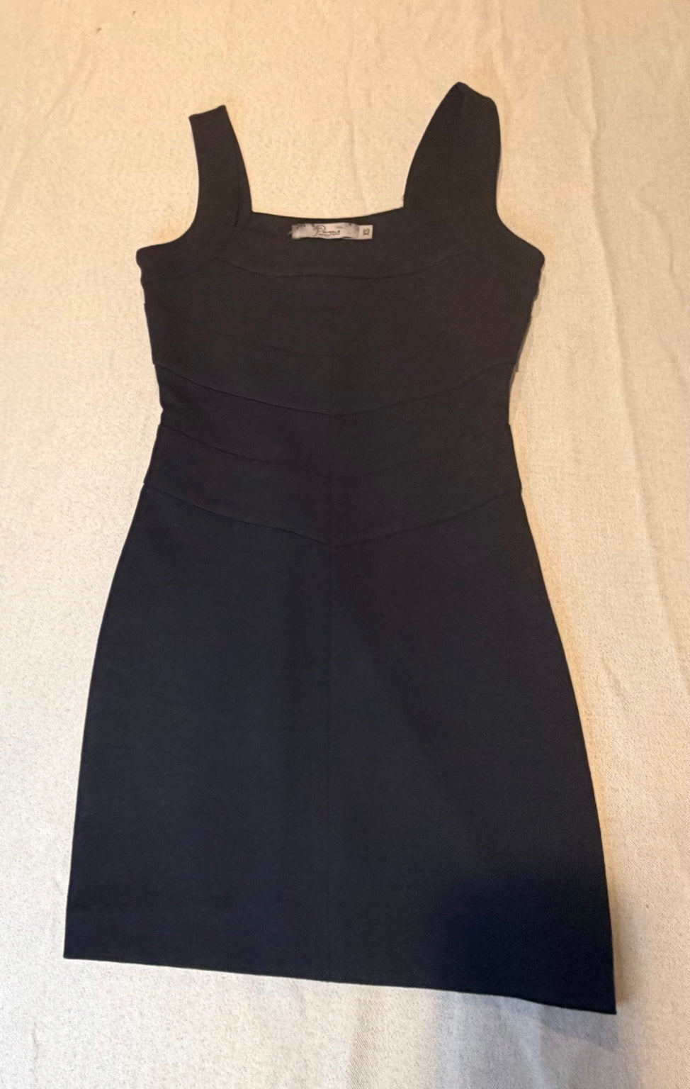 PAIGE black mini sheath dress with wide straps size XS front